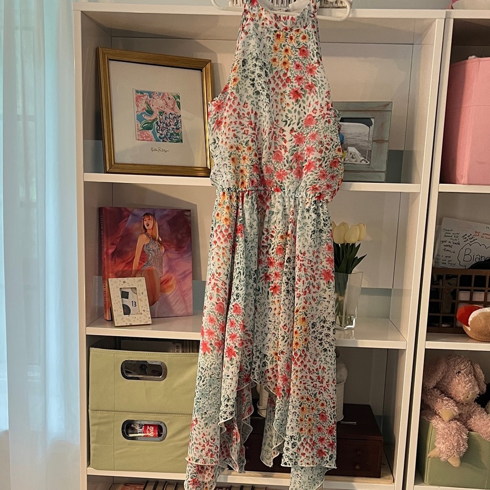 Charming Floral Kids Dress with Halter Neck